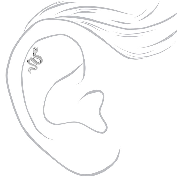 Boucles d&#39;oreilles pour piercing de cartilage serpent d&eacute;cor&eacute;es 1,2&nbsp;mm couleur argent&eacute;e - Lot de 3,