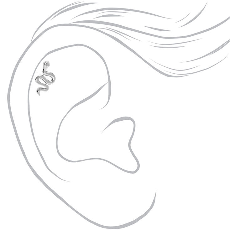 Silver-tone 16G Embellished Snake Cartilage Earrings - 3 Pack,