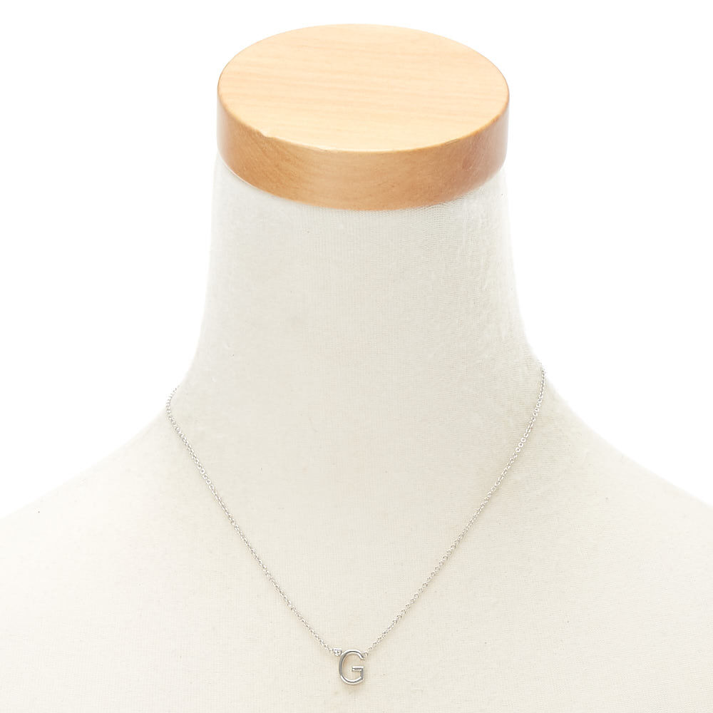 Silver Initial Necklace - G,