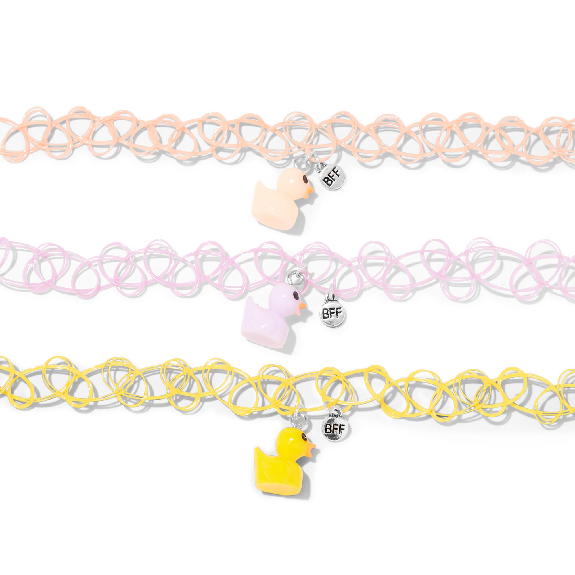 Best Friends Rubber Duckie Tattoo Choker Necklaces 3 Pack