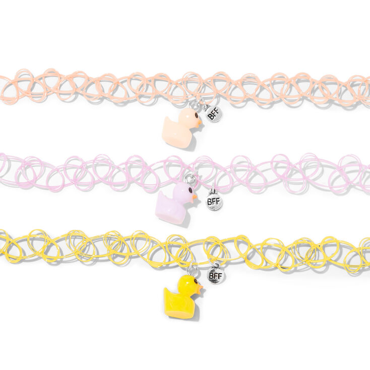 Ras-de-cou effet tatouage canard de bain en silicone best friends - Lot de 3,