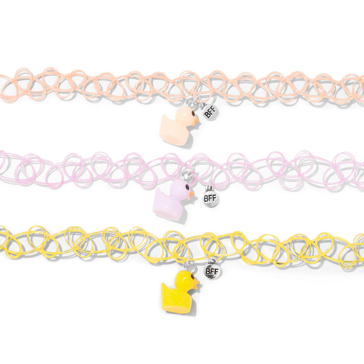 Best Friends Rubber Duckie Tattoo Choker Necklaces - 3 Pack,