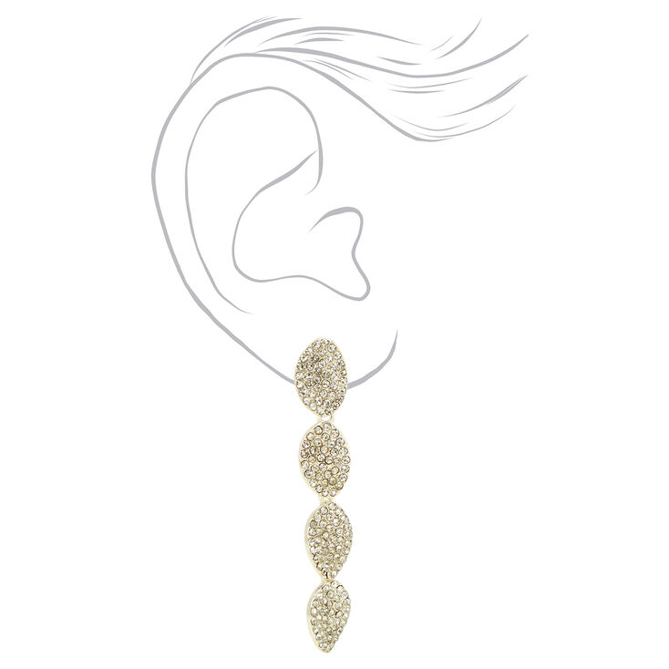 Silver 2.5&quot; Pave Leaf Linear Drop Earrings,