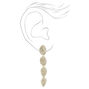 Silver 2.5&quot; Pave Leaf Linear Drop Earrings,