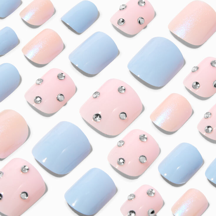 Pearl Chrome Square Press On Vegan Faux Nail Set - 24 Pack
