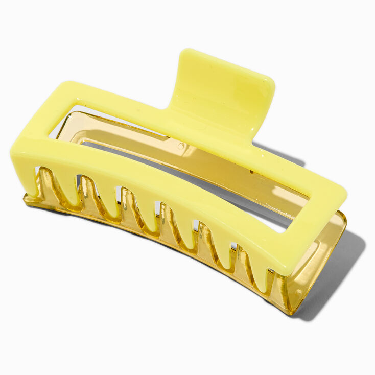 Grande pince &agrave; cheveux rectangulaire jaune bicolore,