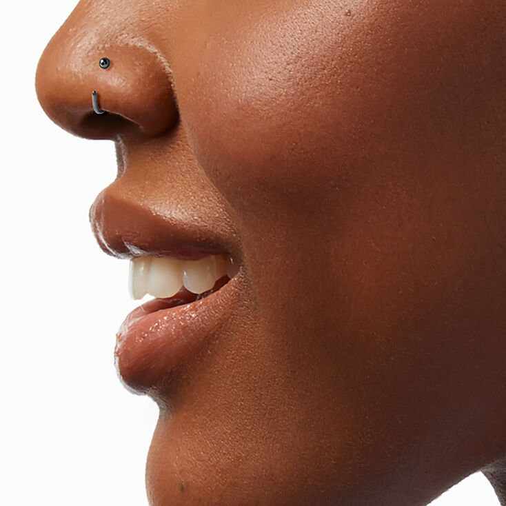 20G Silver-tone Stainless Steel Cubic Zirconia Nose Studs &amp; Hoop - 12 Pack,