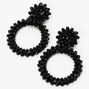Black 2.5&quot; Beaded Door Knocker Drop Earrings,