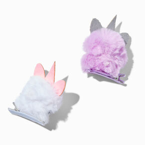 Claire&#39;s Club Lilac Unicorn Pom Pom Hair Clips - 2 Pack,