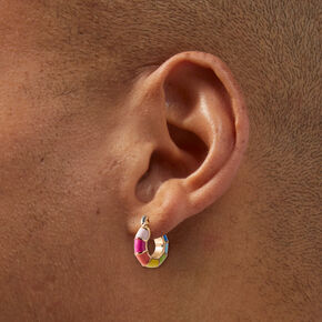 Rainbow Enamel Hoop Earrings,