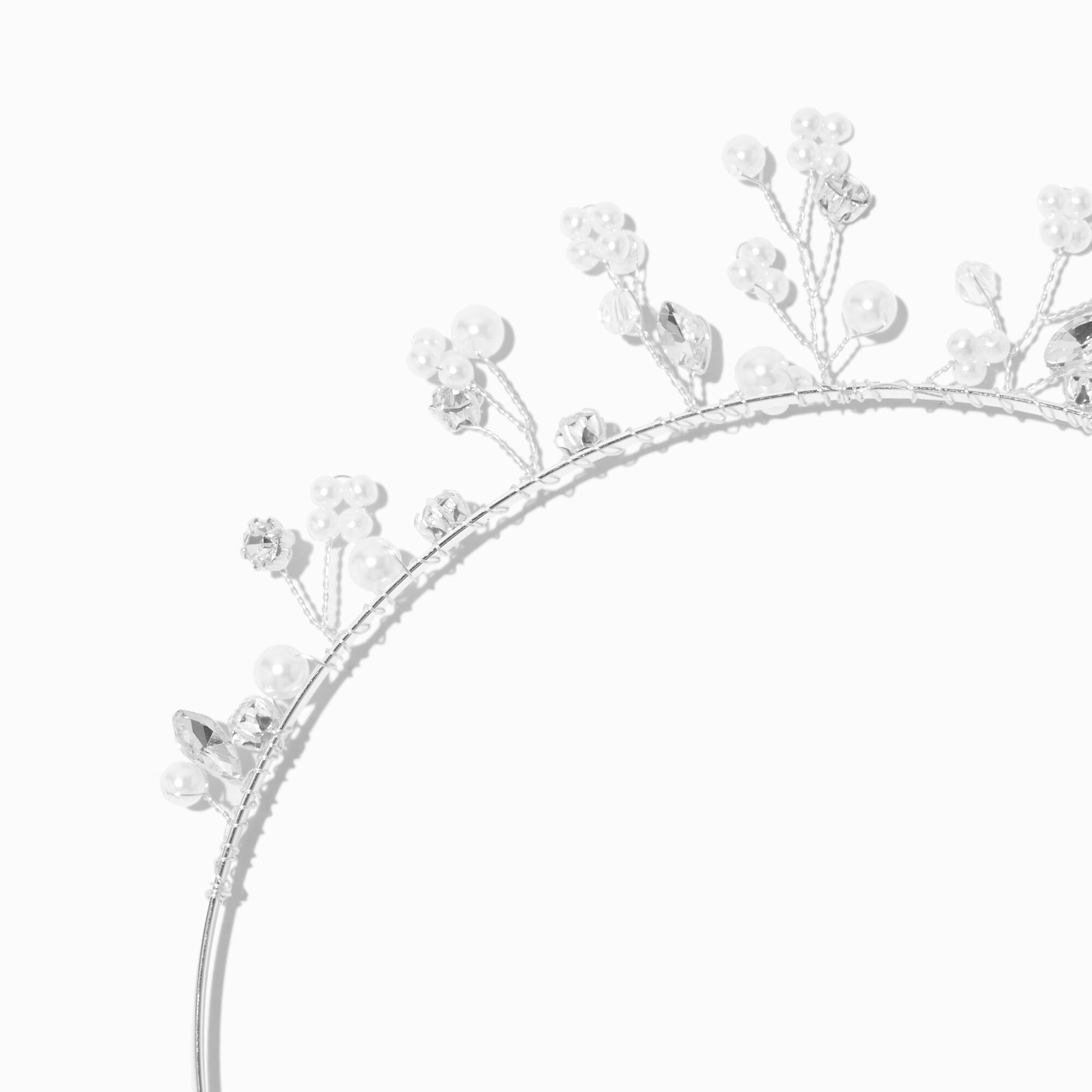 Serre-tête à fleurs en perles d'imitation blanches,