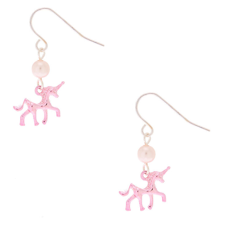 1 Pearl Unicorn Drop Earrings Pink Claire S Us