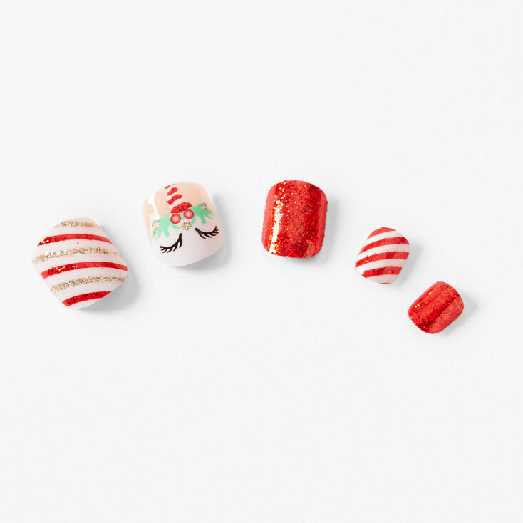 Faux ongles autocollants carr&eacute;s licorne de No&euml;l Claire&#39;s&nbsp;Club - Lot de 10,