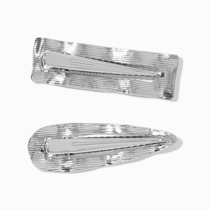 Silver-tone Wave Hair Clips - 2 Pack ,
