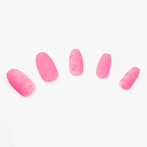 Hearts and Love Coffin Faux Nail Set - 24 Pack,