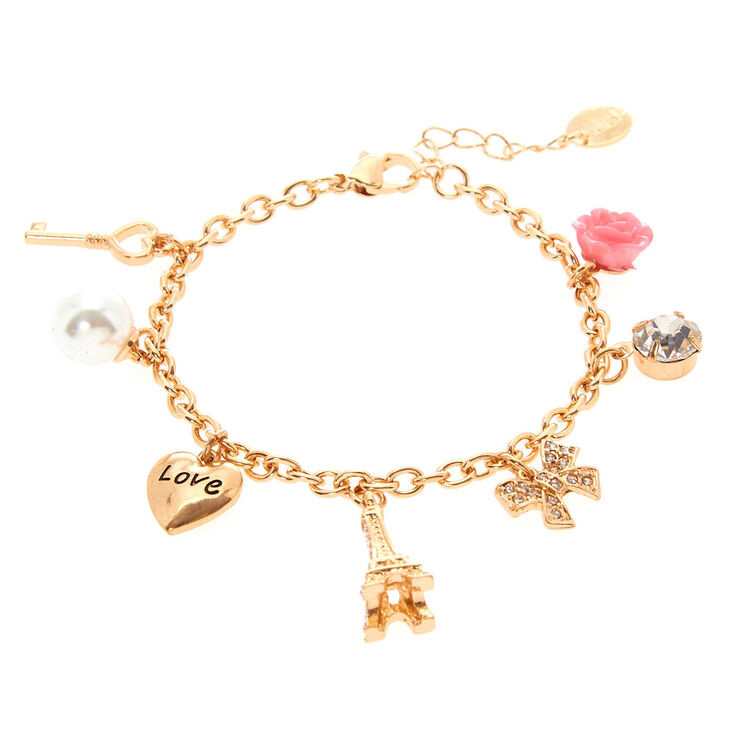 Rose Gold Romantic Eiffel Tower Charm Bracelet,