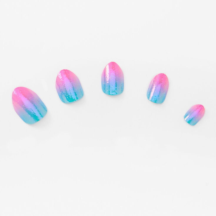 Ombre Chrome Stiletto Press On Vegan Faux Nail Set - 24 Pack,