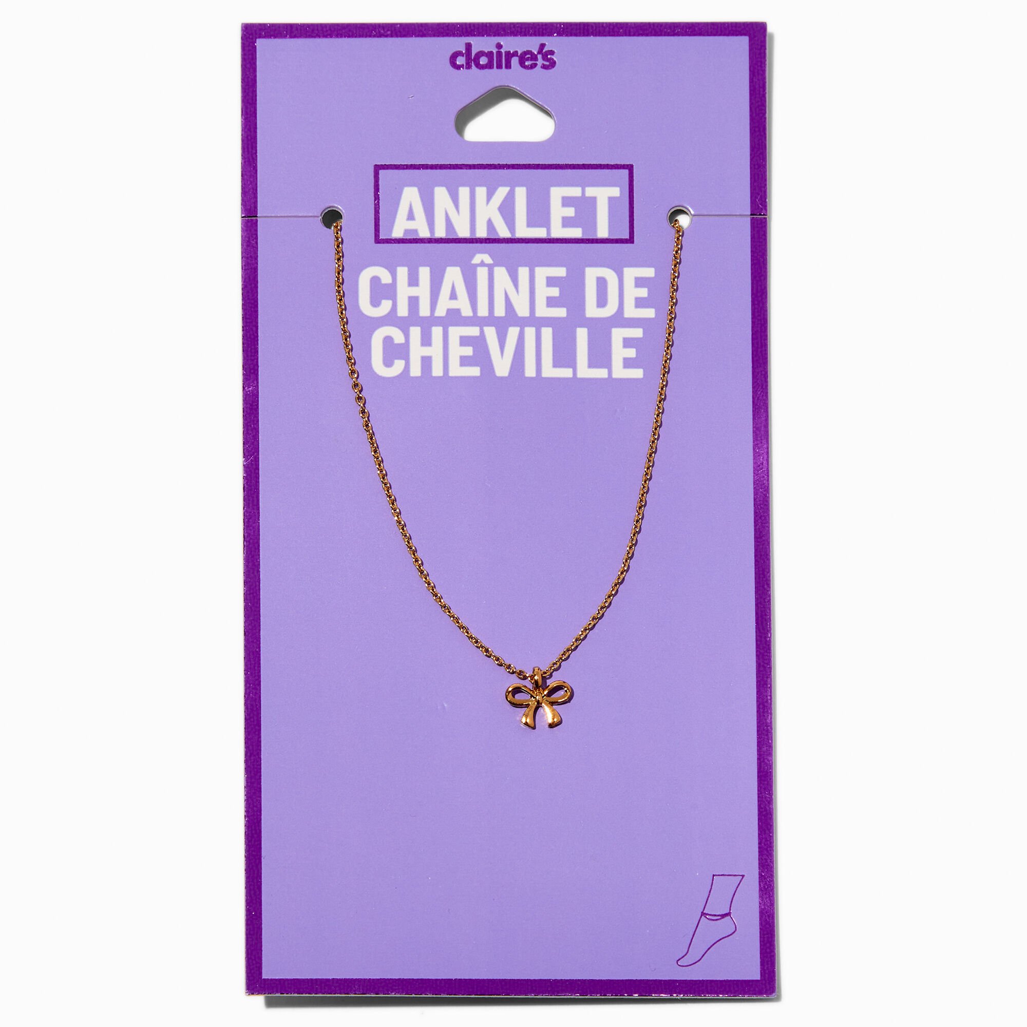 Gold-tone Single Bow Chain Anklet,