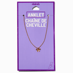 Gold-tone Single Bow Chain Anklet,