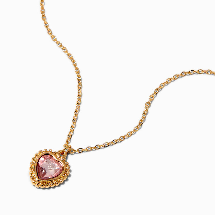 Claire's Club Pink Heart Gold-tone Necklace
