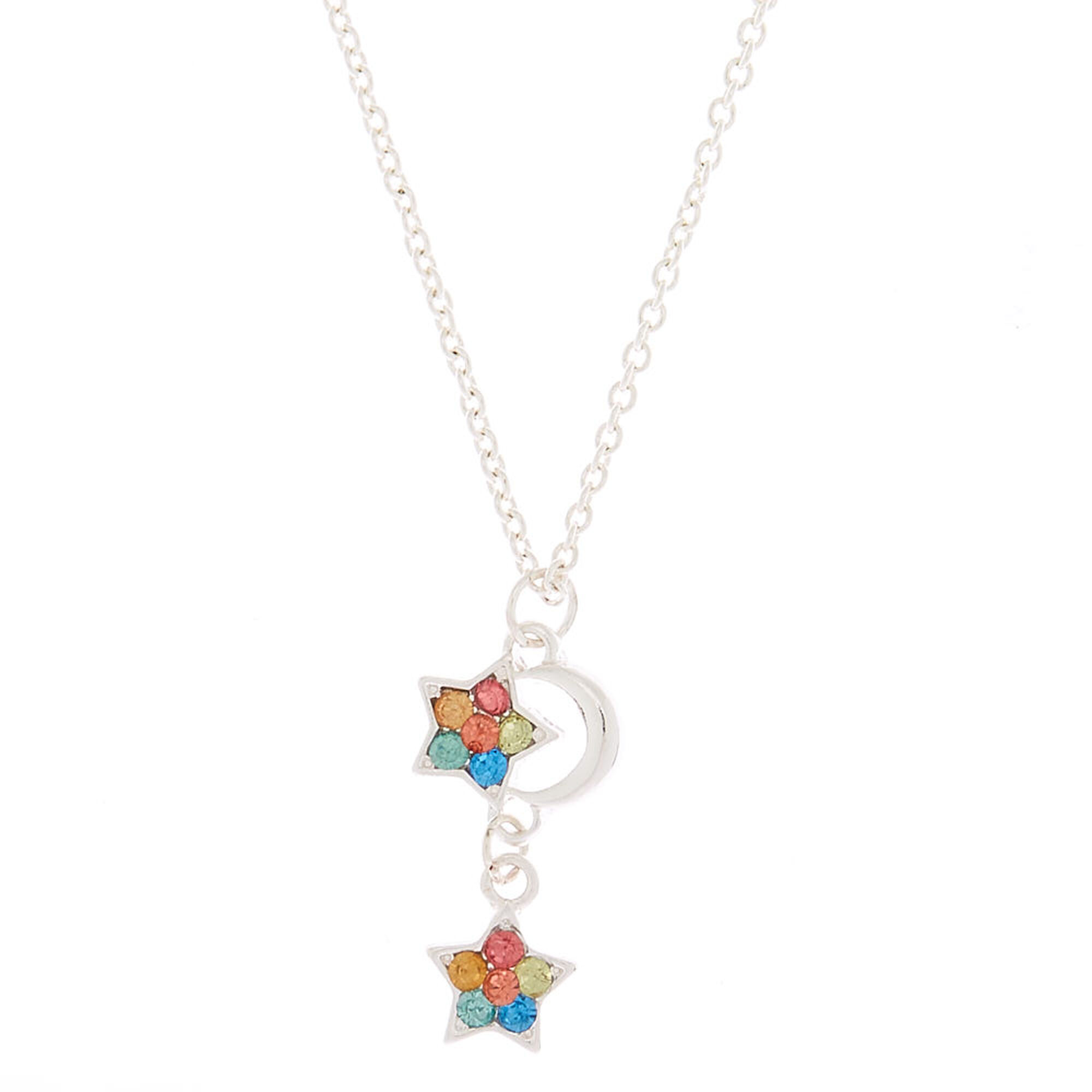 Silver Rainbow Moon Star Pendant Necklace Claire S - Moon Star Pendant Necklace Silver Rainbow Moon Star Pendant Necklace Claire S - Moon Star Pendant Necklace