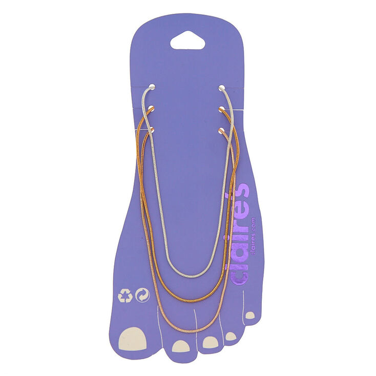 Bracelets de cheville &agrave; cha&icirc;nes en m&eacute;taux mixtes - Lot de 3,