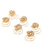 Gold Glass Rhinestone Knot Hair Spinners - 6 Pack,