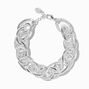 Silver-tone Textured Chain Link Extended Length Bracelet ,