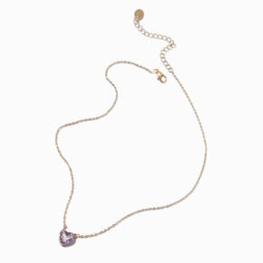 Lilac Faceted Crystal Heart Pendant Necklace,