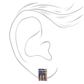 Patriotic Red, White, &amp; Blue Flag Stud Earrings,