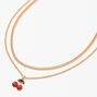 Gold Cherry Multi Strand Pendant Necklace - Red,