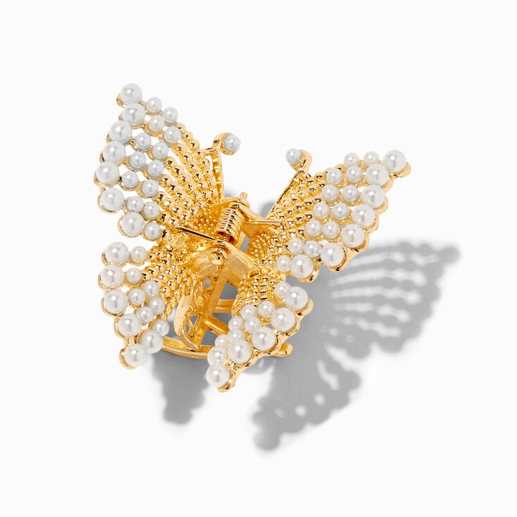 Gold Butterfly Pearl Hair Claw,