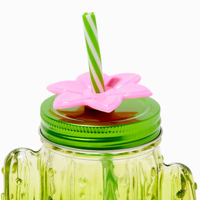 Green Cactus Shaped Mason Jar Tumbler,