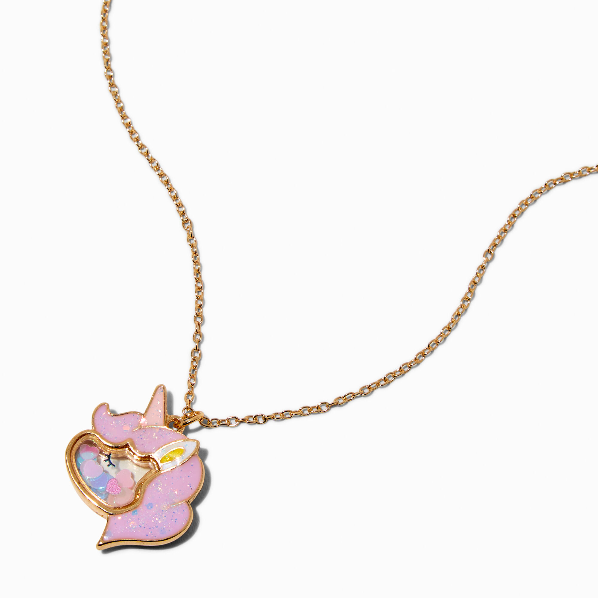 Claire's Club Pink Shaker Unicorn Pendant Necklace,