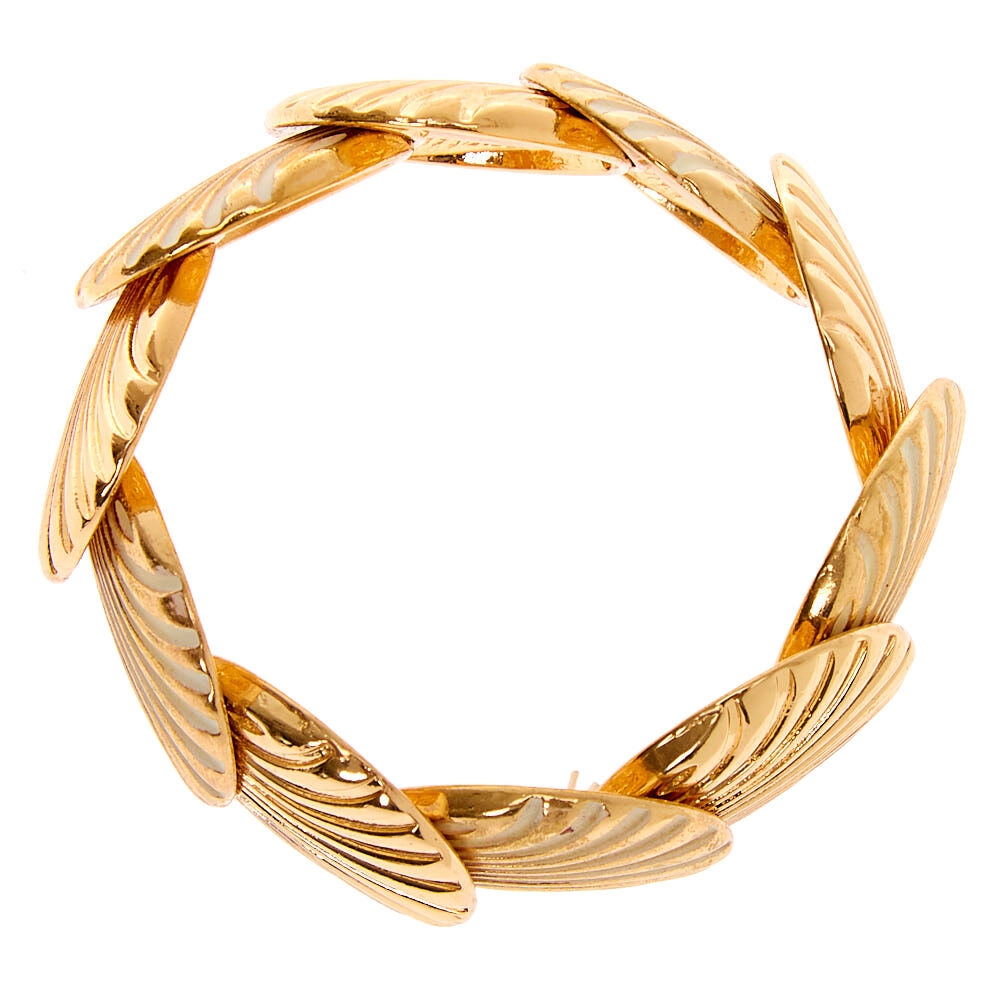 Gold Patina Shell Stretch Bracelet,