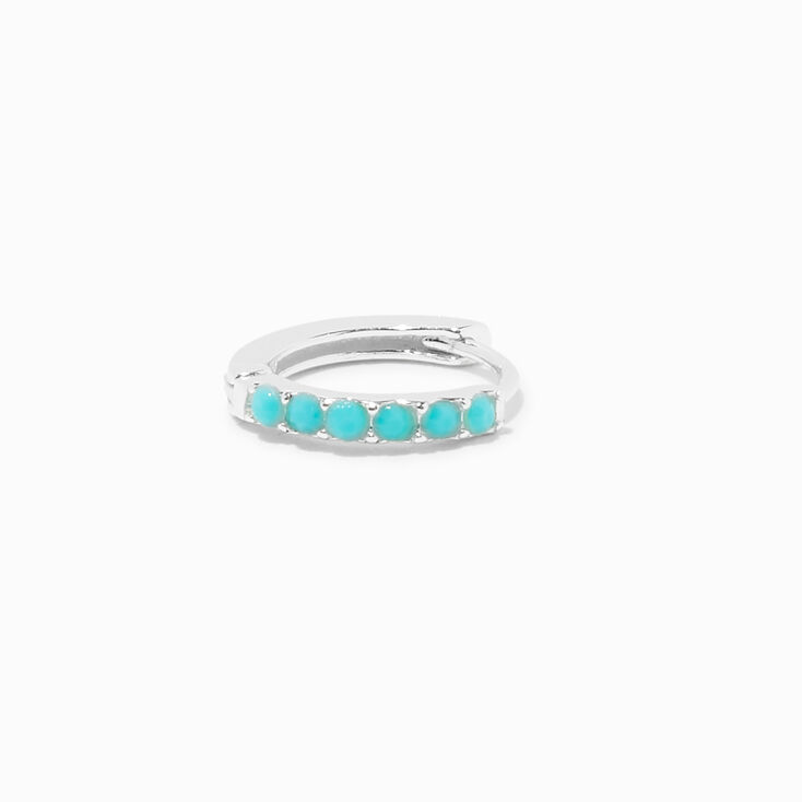 Sterling Silver 20G Cartilage Turquoise Hoop Earring,