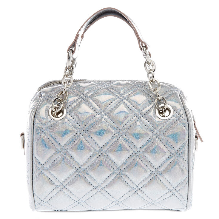 Holographic Quilted Mini Crossbody Duffle Bag | Claire&#39;s US