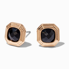 Clous d&rsquo;oreilles couleur dor&eacute;e vintage g&eacute;om&eacute;triques noirs,