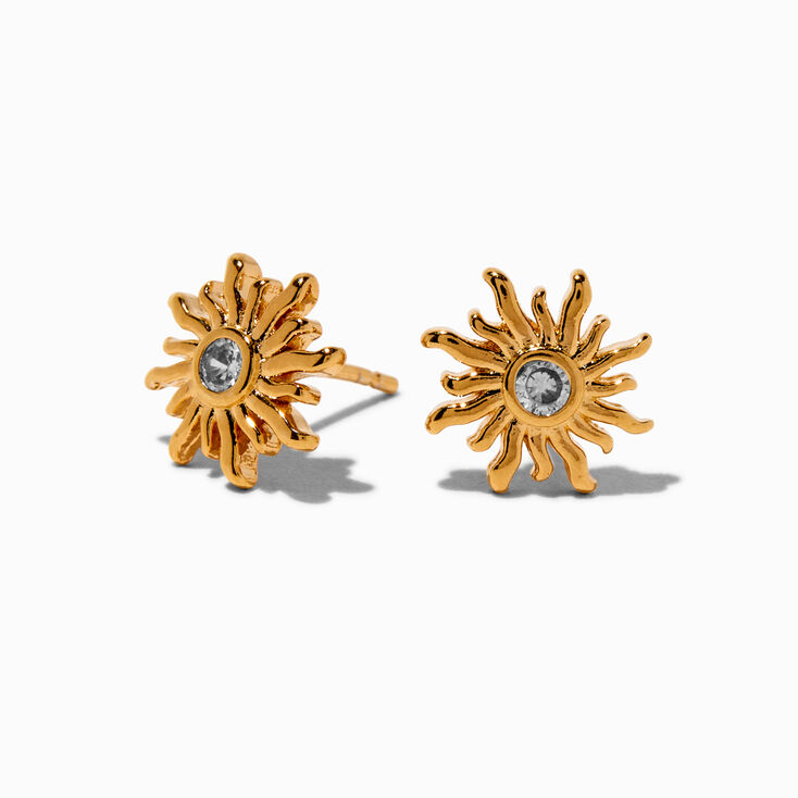 C LUXE by Claire&#39;s 18kt Gold Plated Cubic Zirconia Sun Stud Earrings,
