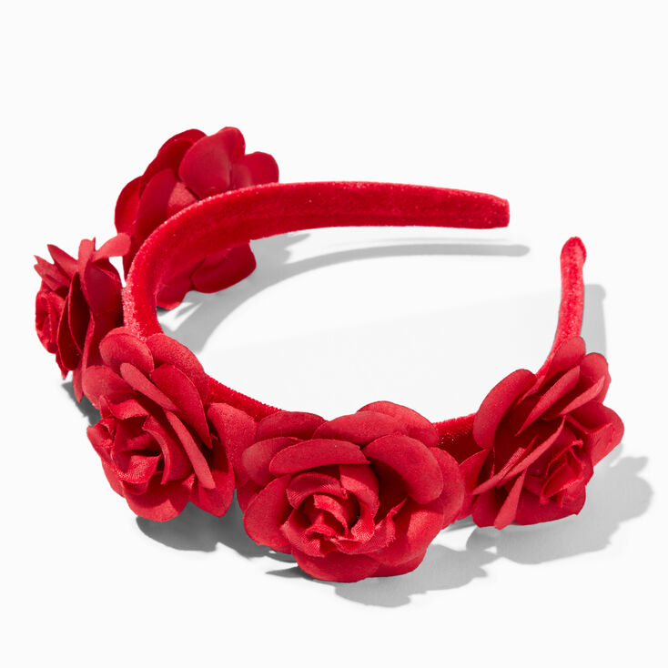 4 Bandeaux serre-tête élastique avec fleur / Blanc, rose, rouge