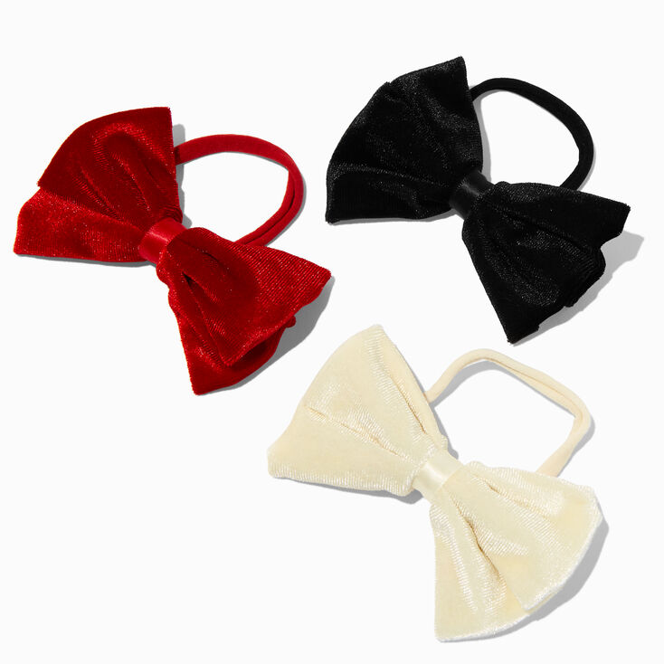 Claire&#39;s Club Holiday Velvet Bow Hair Ties - 3 Pack,