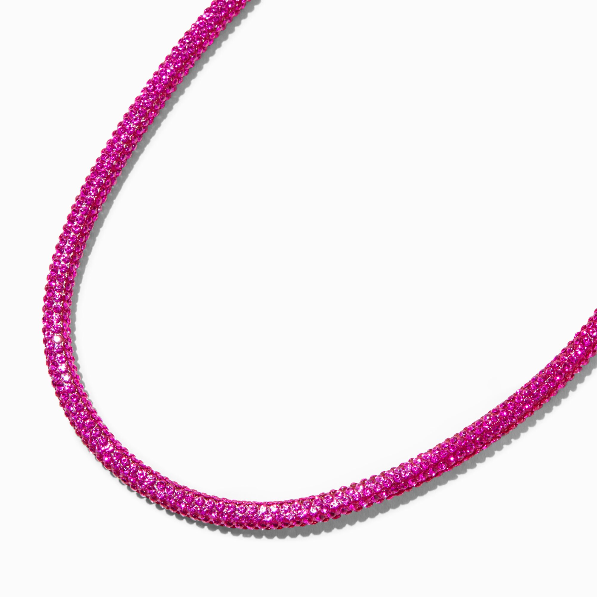 View Claires Crystal Pavé Tube Choker Necklace Fuchsia information