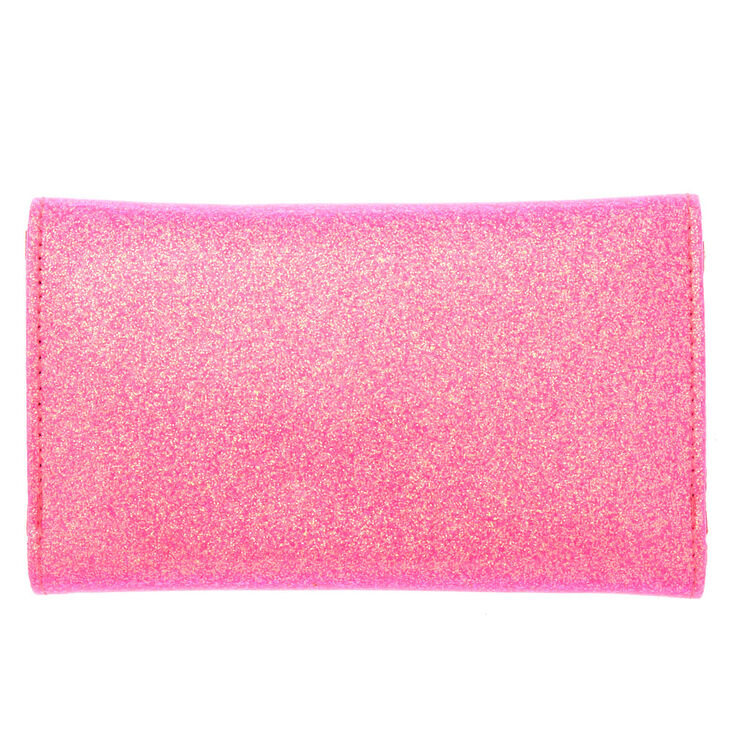 Glitter Heart Charm Wallet - Pink,