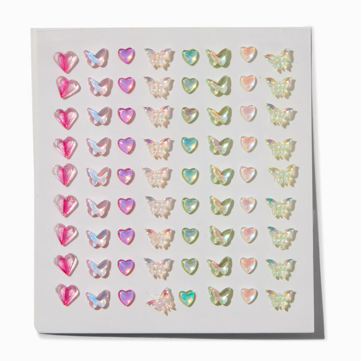 Rainbow Assorted Butterfly Hair Gems - 80 Pack,