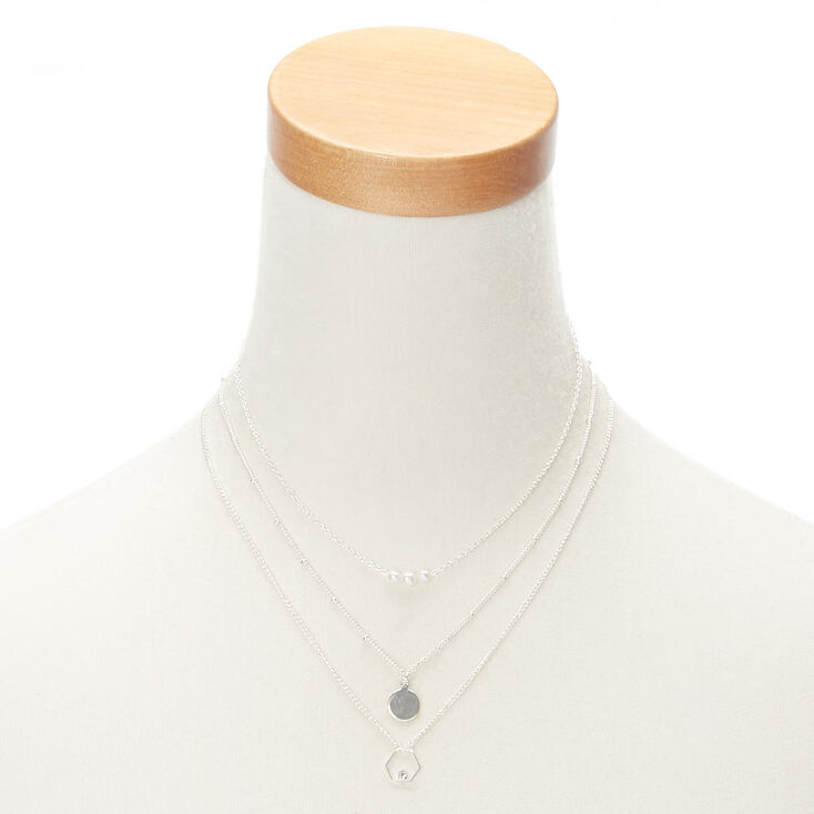 3 Pack Silver Minimalist Pendant Necklaces,