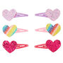 Claire&#39;s Club Glitter Heart Snap Hair Clips - 6 Pack,