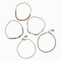 Green &amp; Gold Beaded Chain Bracelet Set - 5 Pack,