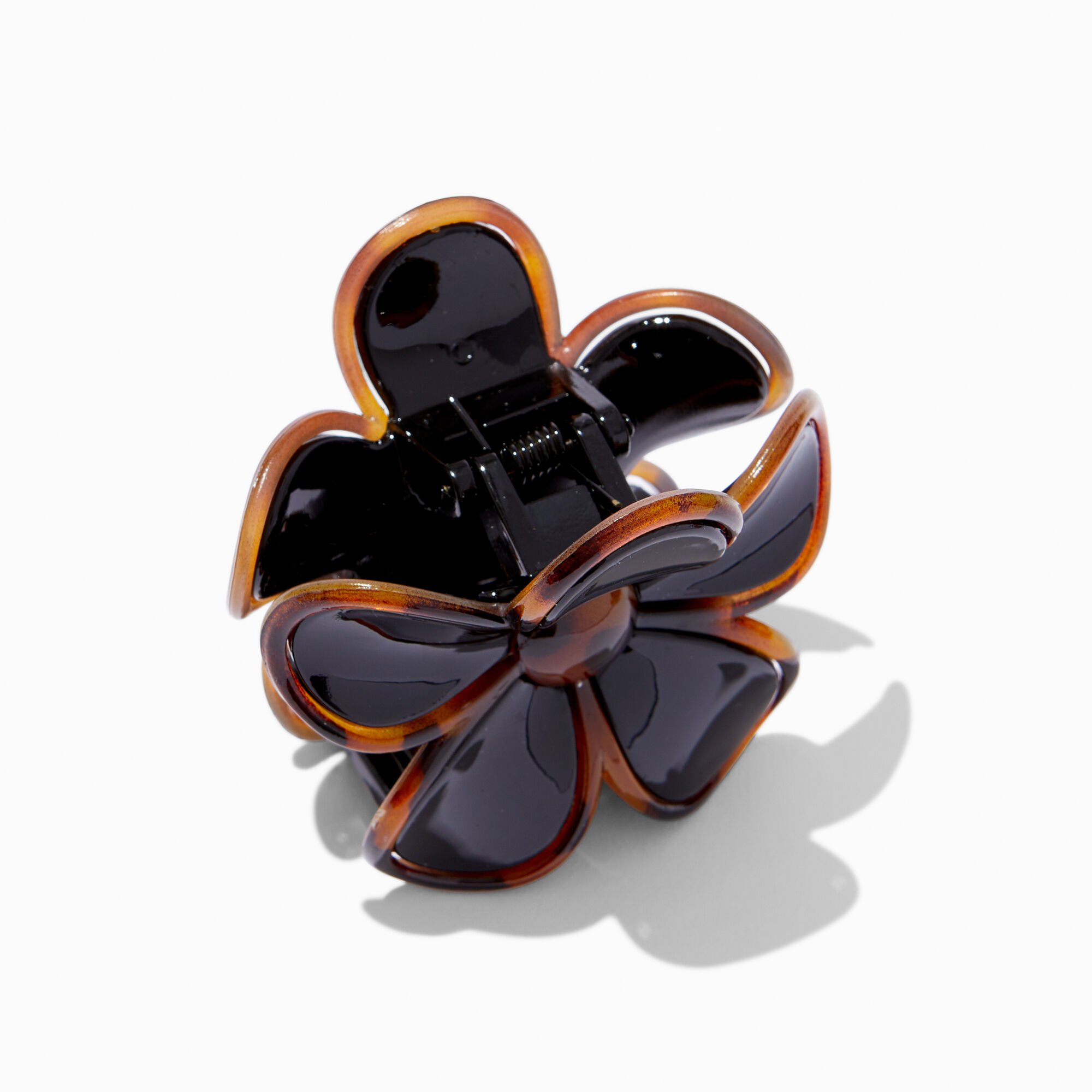 Pince à cheveux fleurs linéaires écaille de tortue noire,