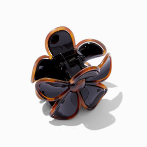Black Tortoiseshell Lined Flower Hair Claw ,