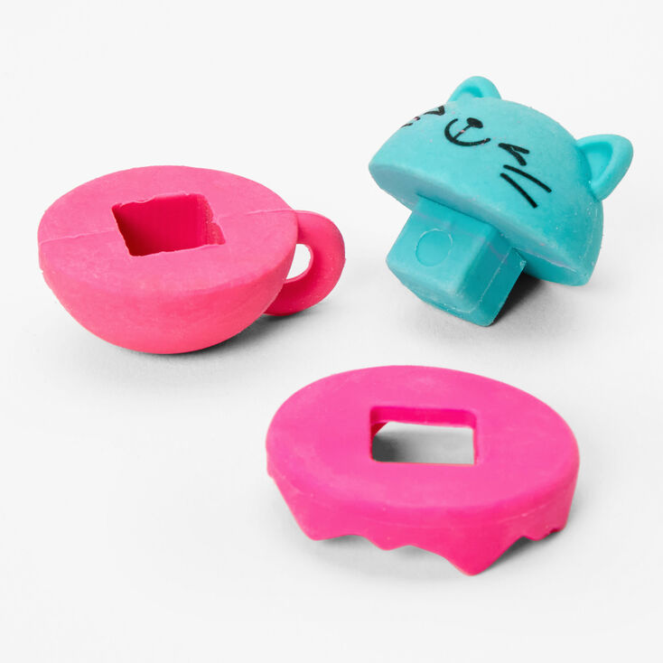 Cats in Teacups Eraser Set - 5 Pack,